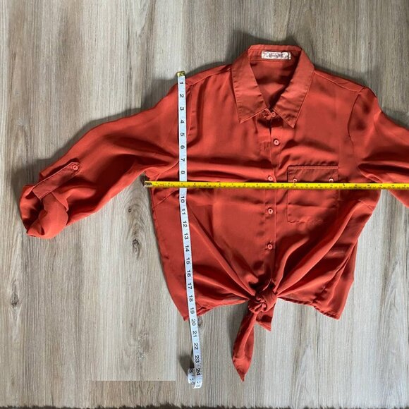 Pauln KC Brick Red Front Tie Blouse - Picture 5 of 7